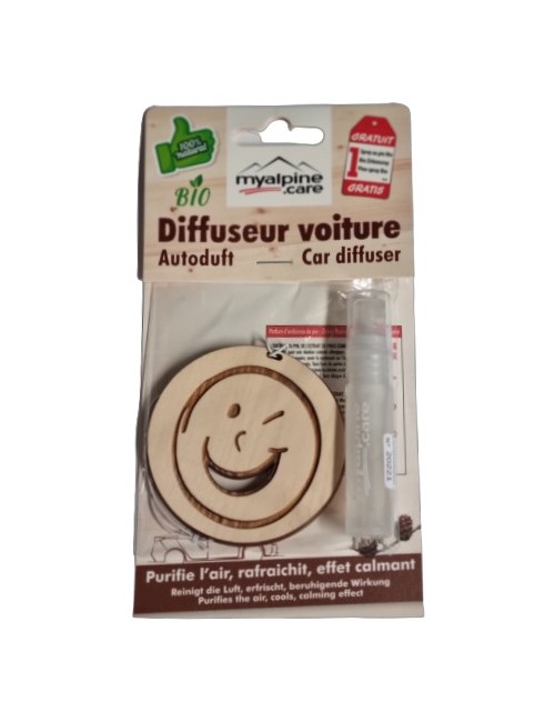 Diffuseur pour voiture "Smiley" - 100% naturel et bio