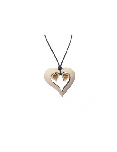 Collier en pin coeur double