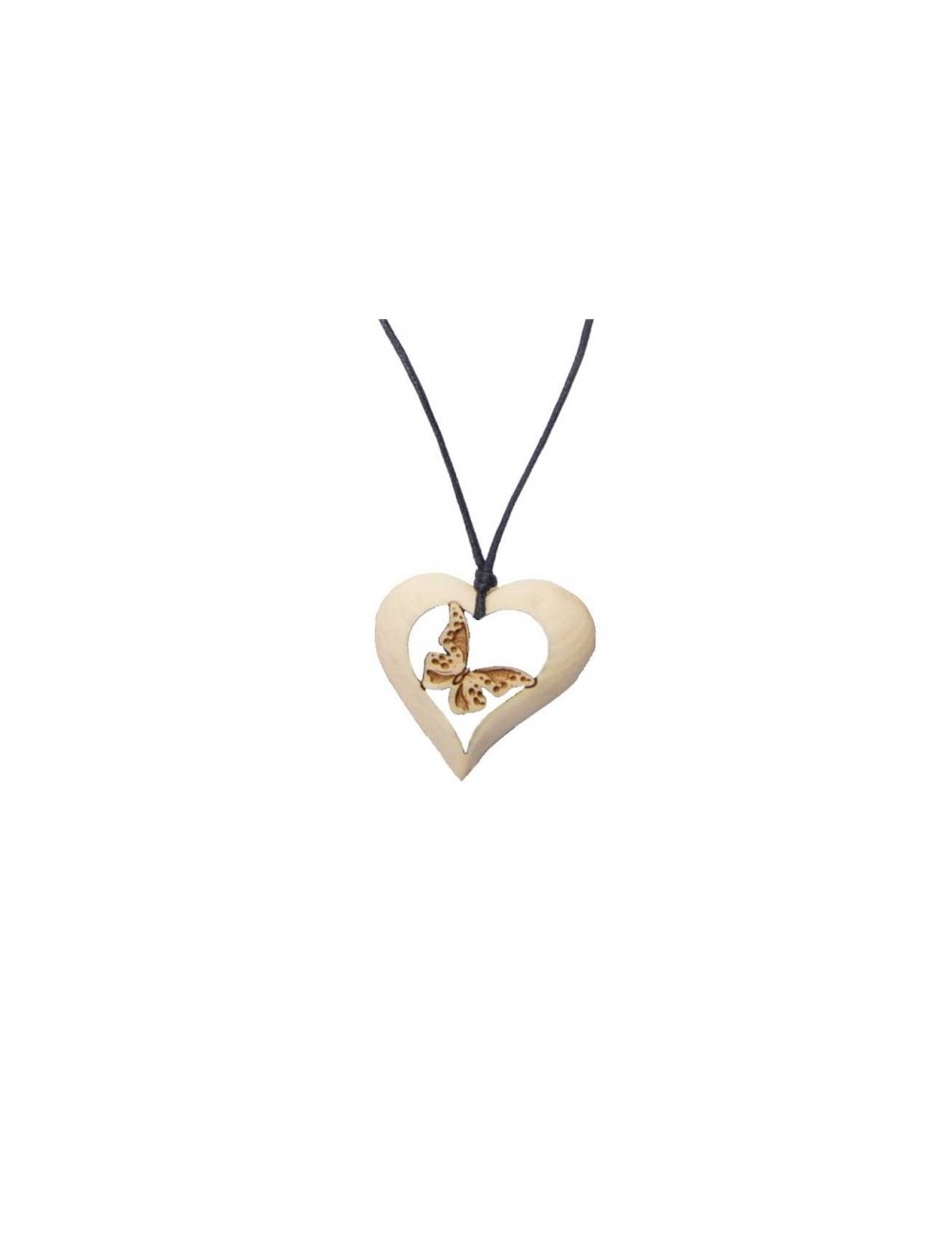 Collier en pin coeur et papillon