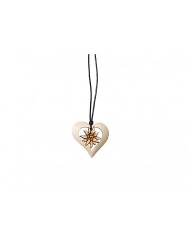 Collier en pin coeur et Edelweiss