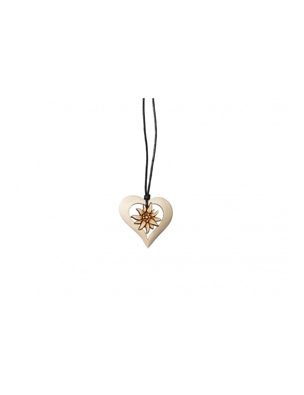 Collier en pin coeur et Edelweiss