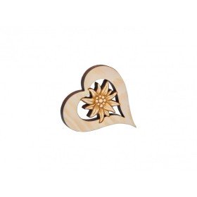 etit coeur en pin avec edelweiss lot de 3 pièces