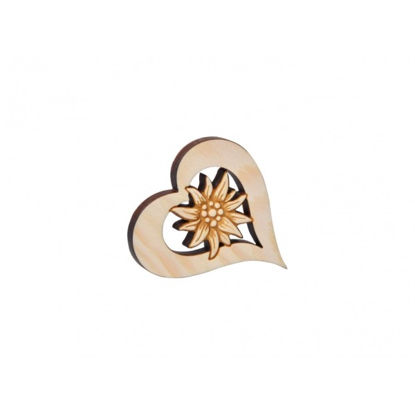 etit coeur en pin avec edelweiss lot de 3 pièces