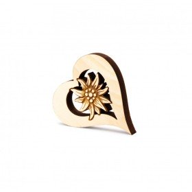 Coeur Edelweiss en pin mini emballé