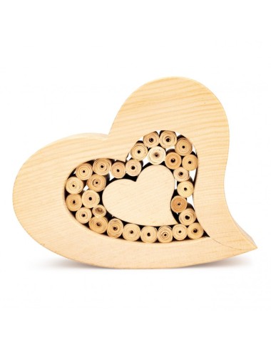 Coeur en pin avec rouleaux 14 cm