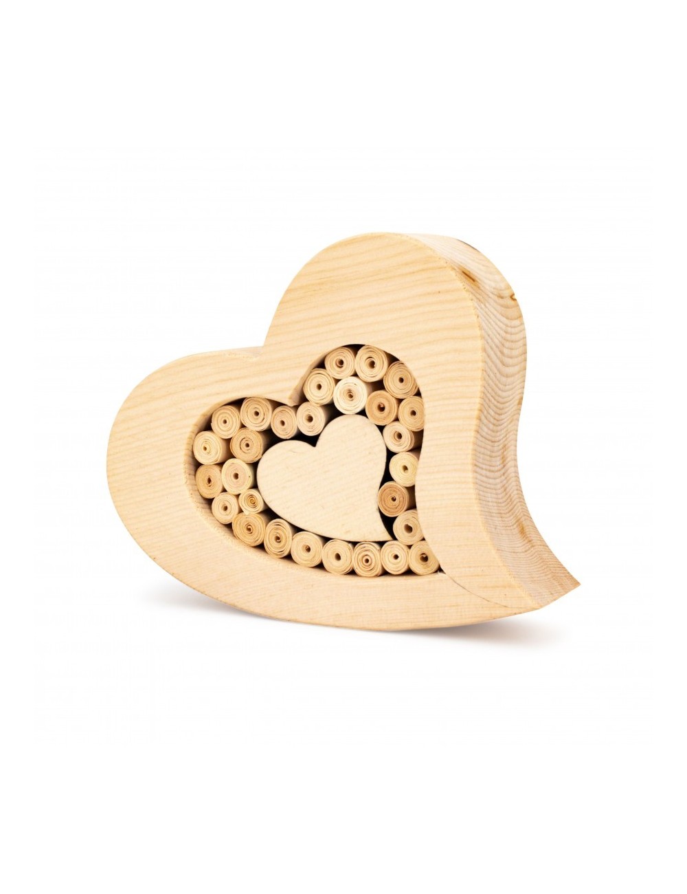 Coeur en pin avec rouleaux 14 cm