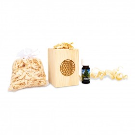 Innendiffusor aus Kiefernholz Motiv "Blume des Lebens