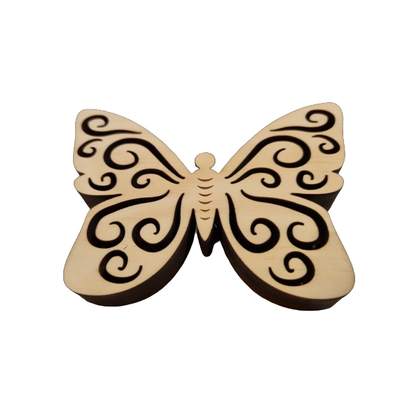 Set Schmetterling Holz + ätherisches Öl Zirbelkiefer 10 ml