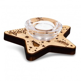 Windlicht Weihnachten Stern aus Zirbelkiefer