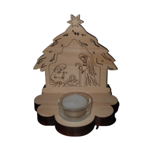 Windlicht Krippe aus Kiefernholz