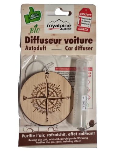 Diffuseur pour voiture Boussole - 100% naturel et bio