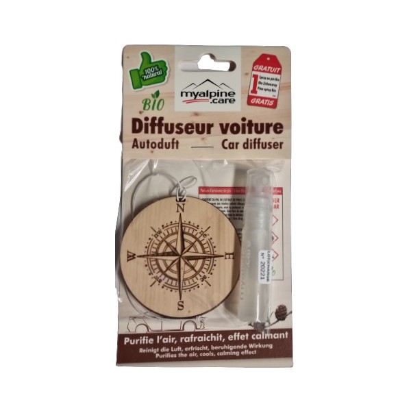 Diffuseur pour voiture Boussole - 100% naturel et bio