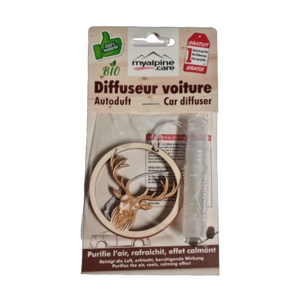 Diffuseur pour voiture Cerf - 100% naturel et bio
