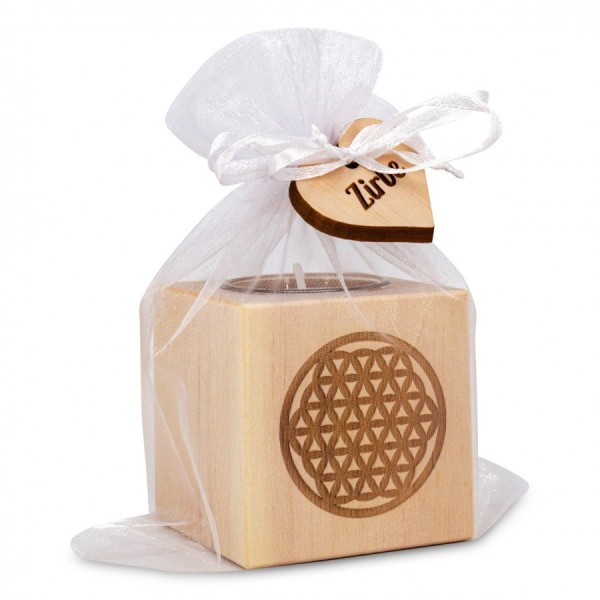 Bougie pin arolle motif Fleur de vie