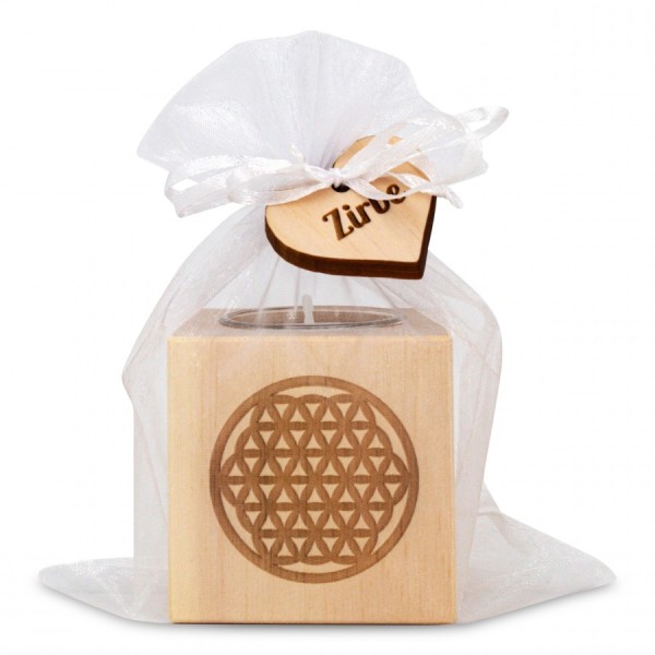 Bougie pin arolle motif Fleur de vie