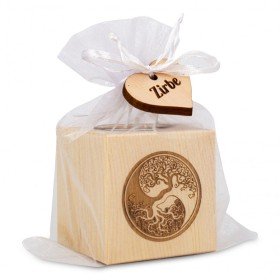 Bougie pin arolle motif Yin Yang