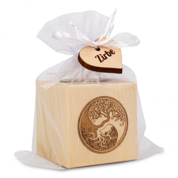 Bougie pin arolle motif Yin Yang