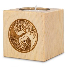 Kerze Zirbelkiefer Motiv Yin Yang