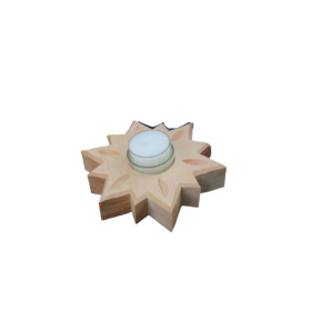 Kerzenhalter aus Pinienholz Stern + Kerze