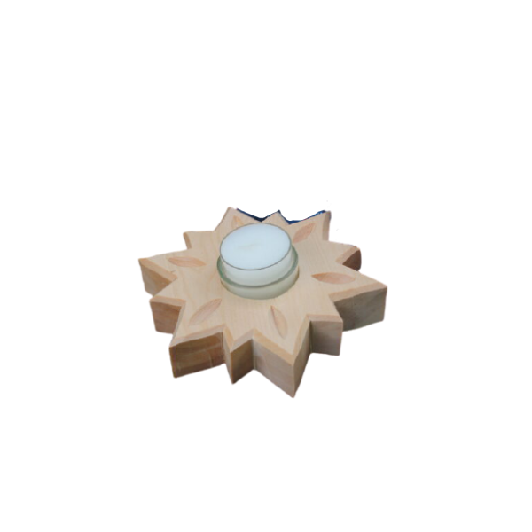 Bougeoir en Pin étoile + bougie