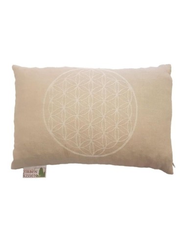 Coussin pin arolle motif fleur de vie 30x20cm