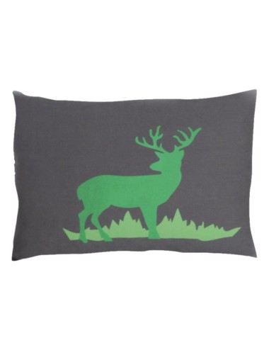 Coussin pin arolle motif cerf vert 30x20cm