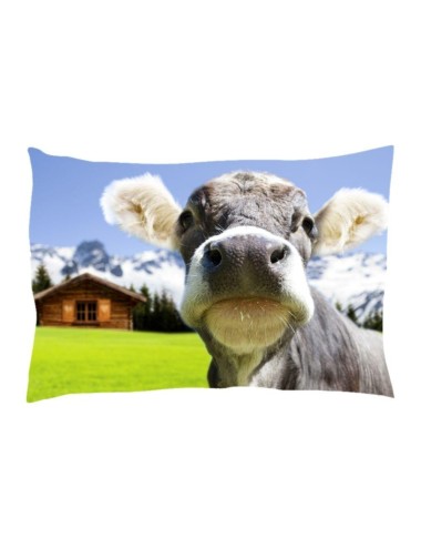 Coussin pin arolle motif vache 30x20cm