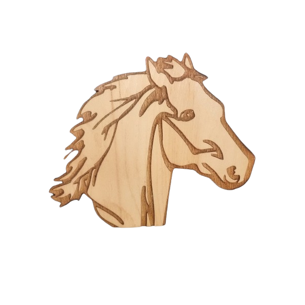 Tête de Cheval en Bois de Pin Arolle - Décoration à Poser