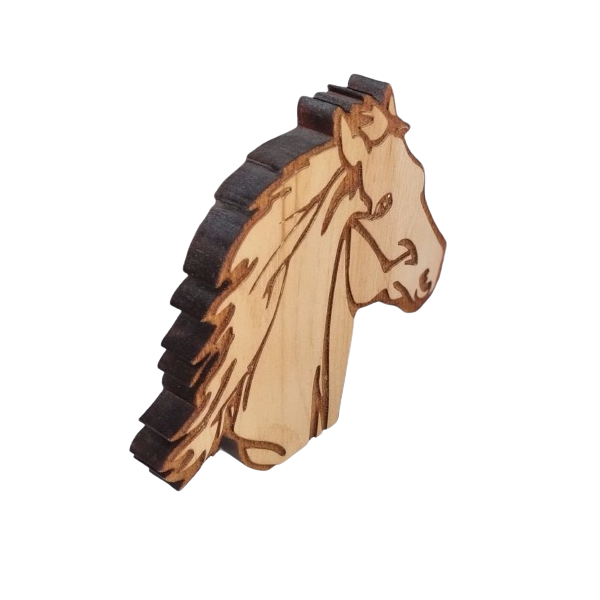 Tête de Cheval en Bois de Pin Arolle - Décoration à Poser