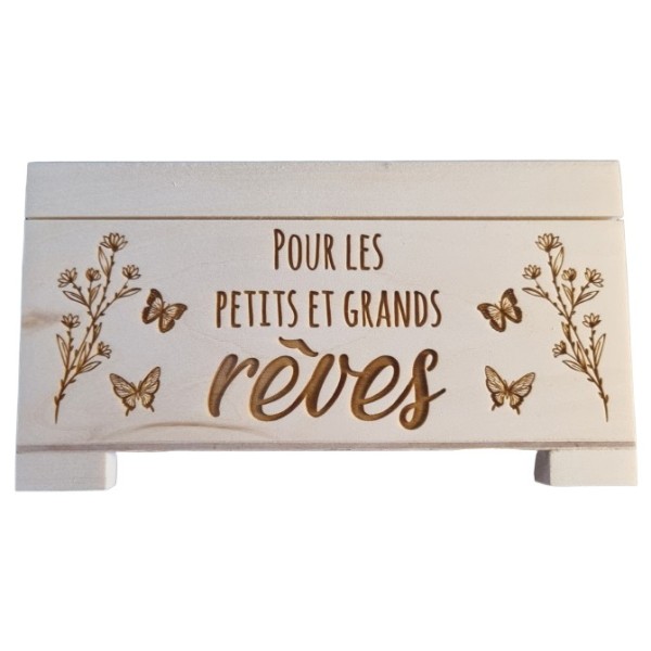 Tirelire en bois brut – Artisanat alpin 17 × 11,5 × 10 cm