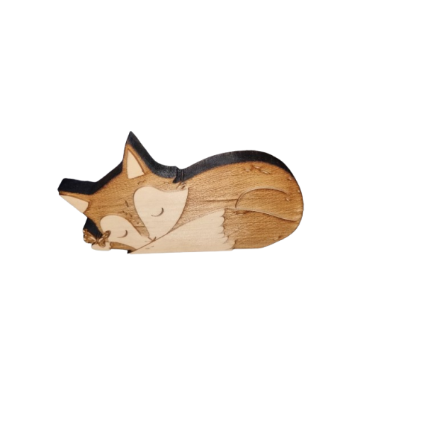 Renard en bois de pin arolle petit modèle – Sculpture artisanale alpine