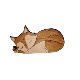 Renard en bois de pin arolle petit modèle – Sculpture artisanale alpine