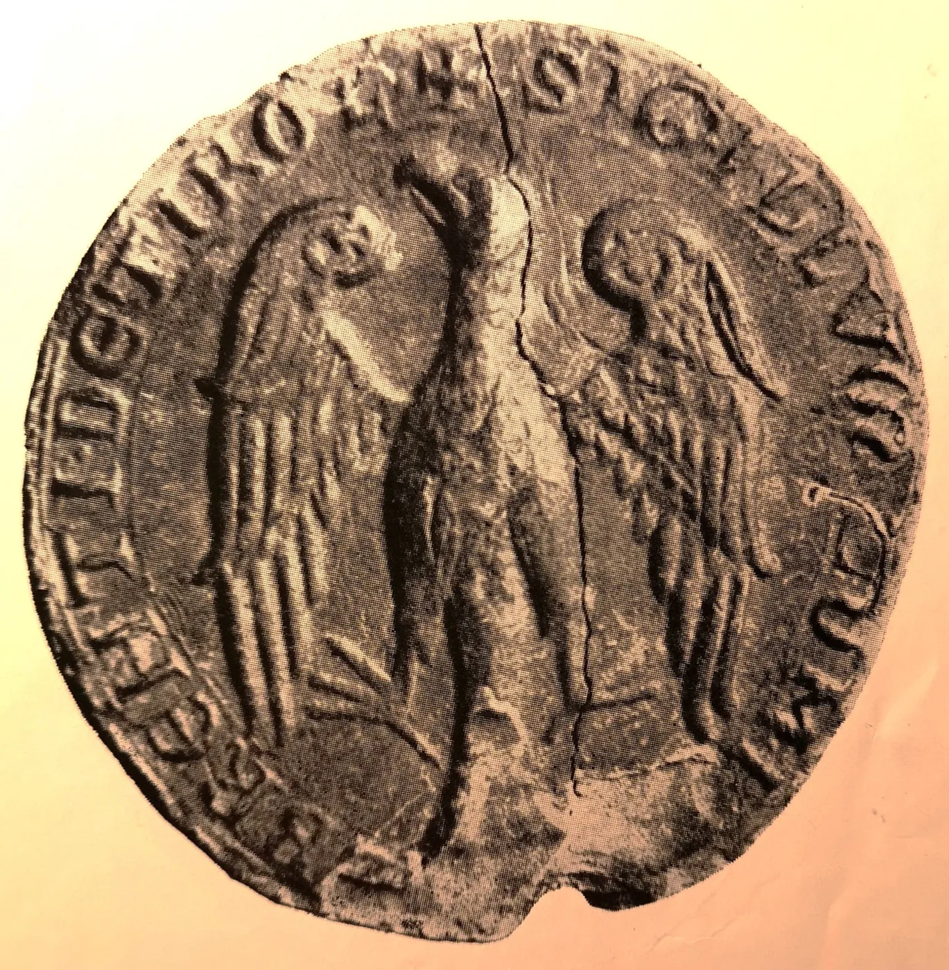 Second sceau du comte Albert de Tirol, utilisé vers 1211-1217 : l'aigle aux ailes déployées y figure déjà.